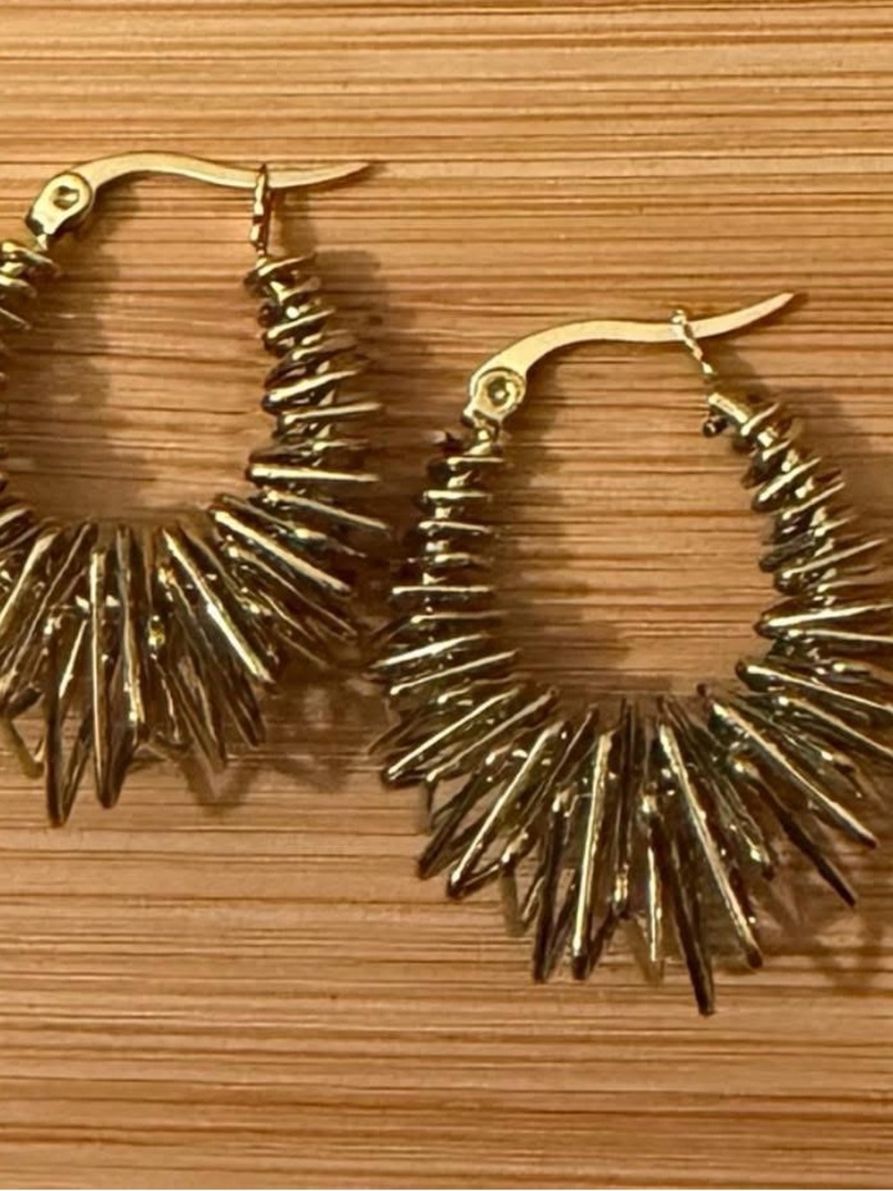 Gold Spike Detail Hoop Earrings - Women Jewelry